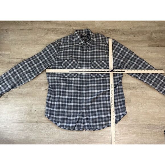 Men's Theory Sz 2XL Gray Black‎ Long Sleeve Plaid Button Up Shirt - Picture 4 of 7